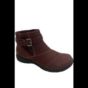 Clarks Collection Leather Ankle Boot Carleigh Dalia Burgundy - Narrow
